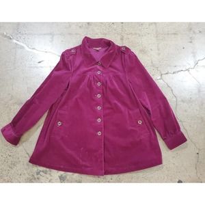 Pink Twill Medium Women’s Long Sleeve Corduroy Coat Jacket Magenta Mid-Length